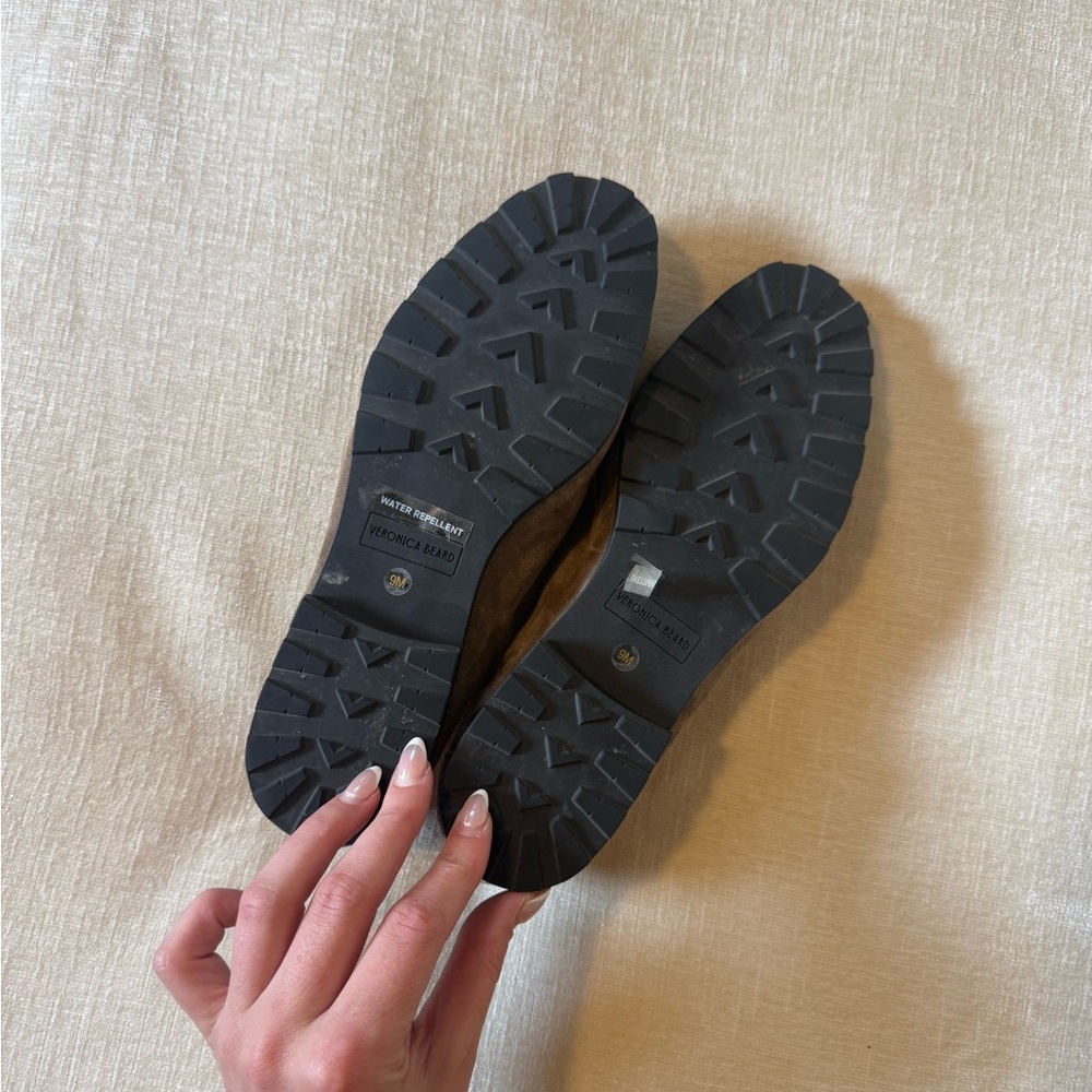 Veronica Beard Taupe Suede Penny Loafers - Picture 4 of 6